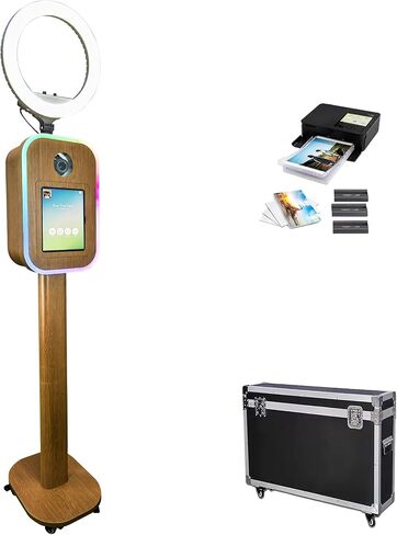 Photo Booth for iPad 13" 12.9" 11" 10.9" 10.5" 10.2" and DSLR Camera, Selfie Photobooth Machine Ring Lights for Events Wedding Party Rental Flight Case in Kuwait