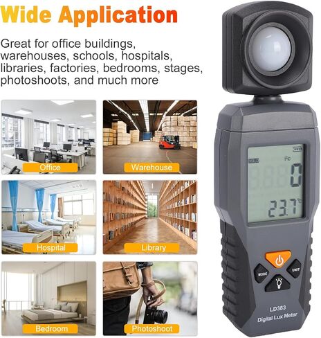 LCD Light Meter Photography, 0 to 200000 Lx Light Meter for Plants,180 Rotating Sensor 3 Measurement Modes Photometer Light Intensity Sense Test for Indoor Plants in Kuwait
