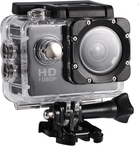ASHATA DV Action Camera Camcorder, 1080P Diving Sport Camera with Bracket, 30m Depth Under Water, 140° Angle, Sports Cam for Outdoor Sports Cycling, 2 inch Screen, USB Charging (Black) in Kuwait