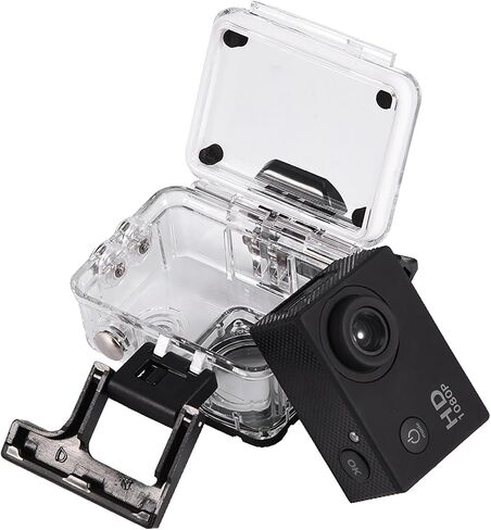 ASHATA DV Action Camera Camcorder, 1080P Diving Sport Camera with Bracket, 30m Depth Under Water, 140° Angle, Sports Cam for Outdoor Sports Cycling, 2 inch Screen, USB Charging (Black) in Kuwait