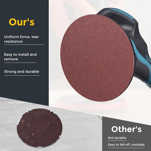 HARFINGTON 25 Pcs 2 Inch Sanding Discs, 80 Grit Hook and Loop Sandpaper, No-Hole Aluminum Oxide Orbital Sander Sandpaper for Woodworking Automotive Metal Polishing, Red in Kuwait