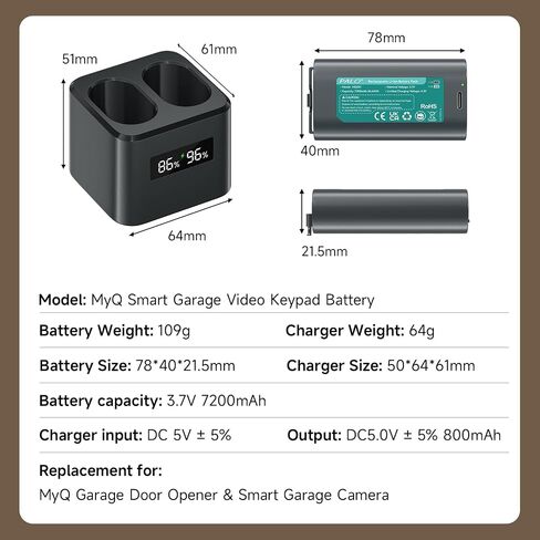 Charging Station for myQ Keypad Rechargeable Battery, Dual Port Charger for myQ Rechargeable Only in Kuwait