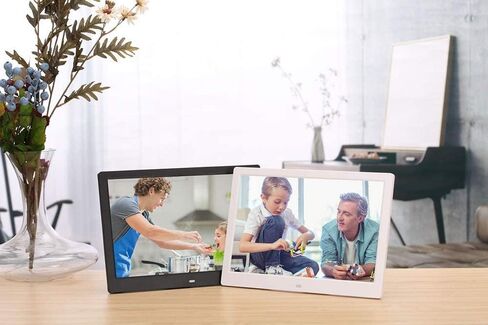 12 Inch 1280 * 800 Digital Photo Frame with Card/USB Multi-Function Slideshow Mp3/Mp4 Player with Display Stand Wedding Gift with Remote Control,White in Kuwait