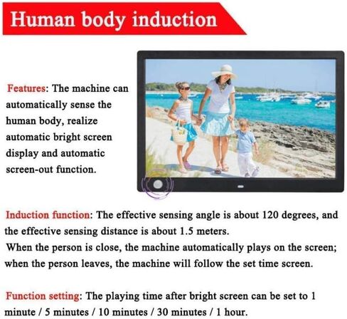 Photo Digital Photo Frame 13 Inch with Motion Sensor and Remote Control Digital Photo Frames 16:9 Widescreen Led Screen Digital Picture Frame in Kuwait