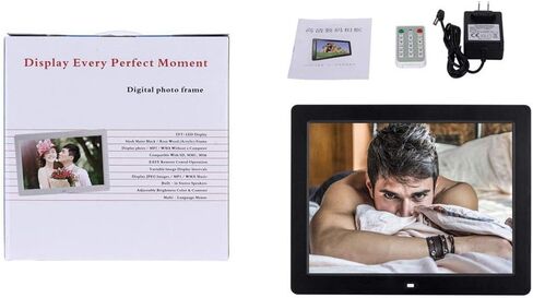 15 Inch Digital Photo Frame, HD 1280X800 LED Screen with Infrared Remote Controller Support Photo/Music/Video Player & Calendar Alarm Function Gift in Kuwait