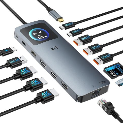 USB C Docking Station Dual DisplayPort Monitor USB C Hub DisplayPort | 2 DP, HDMI, VGA, 100W PD Charging, USB-A/C 2.0 Ports, Multi Monitor Adapter for Dell, HP, Lenovo and More in Kuwait
