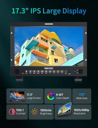 P173 PRO 17.3" 1000nit Broadcast Director Production Monitor with 3G-SDI HDMI Input Output, HDMI Support 4K 60, LUT Waveform HDR, Built-in Speaker, for Commercial, Filmmaking, Live Streaming in Kuwait