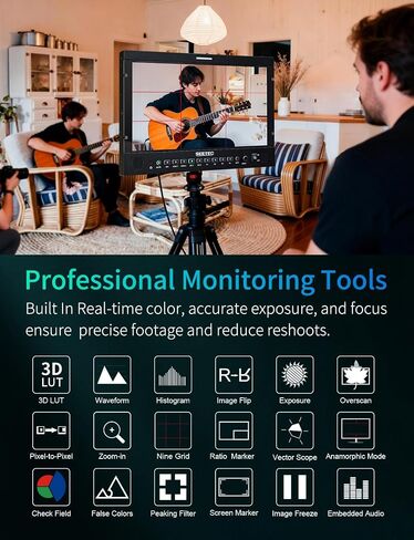 P173 PRO 17.3" 1000nit Broadcast Director Production Monitor with 3G-SDI HDMI Input Output, HDMI Support 4K 60, LUT Waveform HDR, Built-in Speaker, for Commercial, Filmmaking, Live Streaming in Kuwait