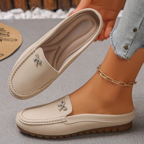 Lightweight Women's Backless Loafer Mules Closed Toe Flat Slide Sandals Easy Wear Casual Driving Shoes Comfortable Summer Footwear Daily in Kuwait