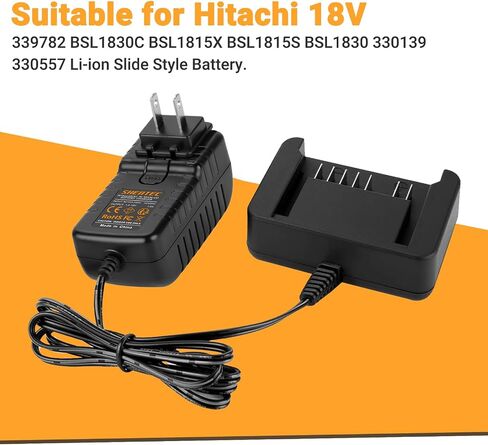 18V Li-ion Battery Charger Compatible with Hitachi BSL1815S | 339782 BSL1830C BSL1815X BSL1830 330139 330557 Li-ion Slide Style Battery in Kuwait