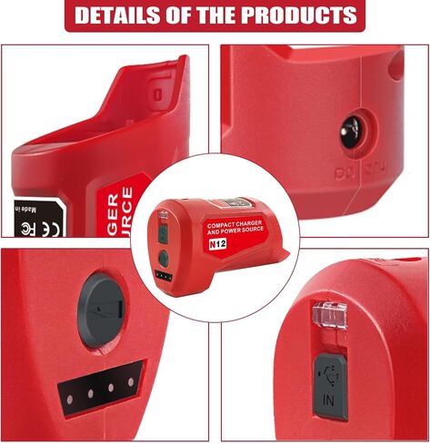 Upgrade for M12 USB Power Source Charger. Type-C Input Charging, USB Output & DC 12V Outlet for Heated Jacket, Replace 48-59-1201 49-24-2310 (Adapter Only) in Kuwait