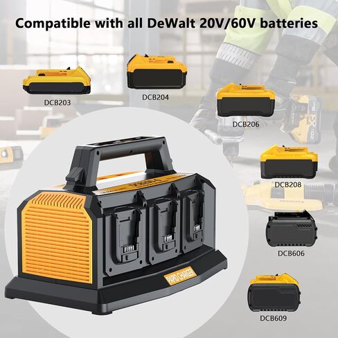 Choerinton 6-Port Fast Battery Charger for DeWalt 20V Battery, Replacement for DCB104 DCB107 DCB115,Compatible with 20V Max 60V DCB200 DCB203 DCB204DCB205 DCB206 DCB606 DCB609 (Charger Only) in Kuwait