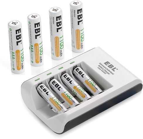 EBL AAA Rechargeable Batteries 1100 mAh (8 Packs) with Smart AA AAA Battery Charger and Micro USB Charging Cable in Kuwait