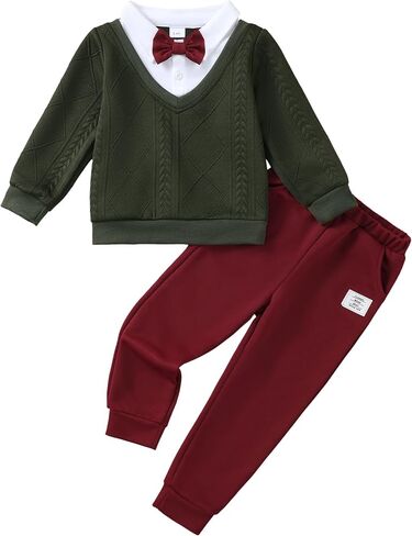 Toddler Boy Clothes Long Sleeve Sweatshirt Tops + Pants Fall Winter Outfits 2 Piece Set 3-8 Years in Kuwait