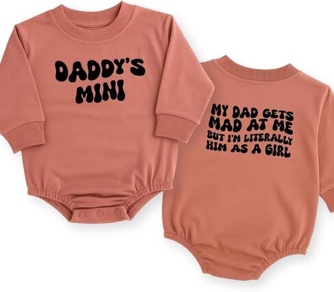 Daddy's Mini Baby Romper, Double Sided Print Baby Bodysuit | 100% cotton, printed in California, shipped from USA, Soft breathable fabric, machine washable in Kuwait