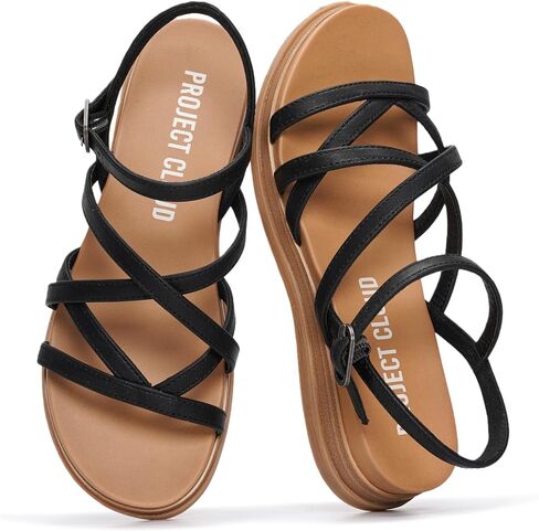 Project Cloud Wedge Sandals for Women Plush Insole Strappy Sandals 2026 | Soft Plush Insole; Lightweight Design; Non-Slip Durable Outsole; Strappy Wedge Sandals for Women; Everyday Comfort in Kuwait