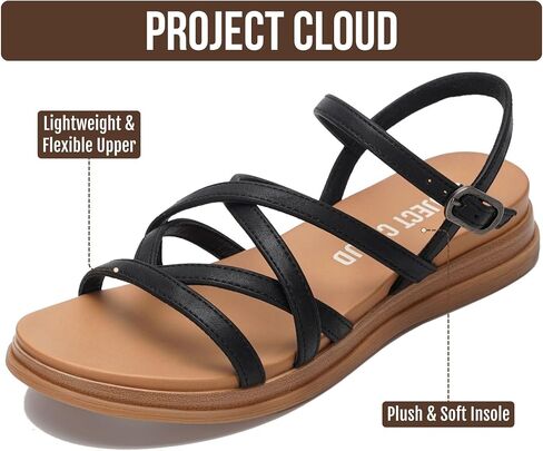 Project Cloud Wedge Sandals for Women Plush Insole Strappy Sandals 2026 | Soft Plush Insole; Lightweight Design; Non-Slip Durable Outsole; Strappy Wedge Sandals for Women; Everyday Comfort in Kuwait