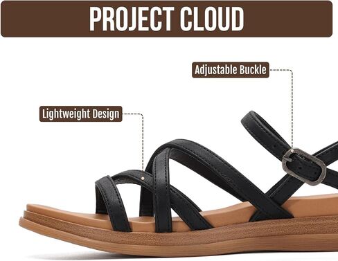 Project Cloud Wedge Sandals for Women Plush Insole Strappy Sandals 2026 | Soft Plush Insole; Lightweight Design; Non-Slip Durable Outsole; Strappy Wedge Sandals for Women; Everyday Comfort in Kuwait