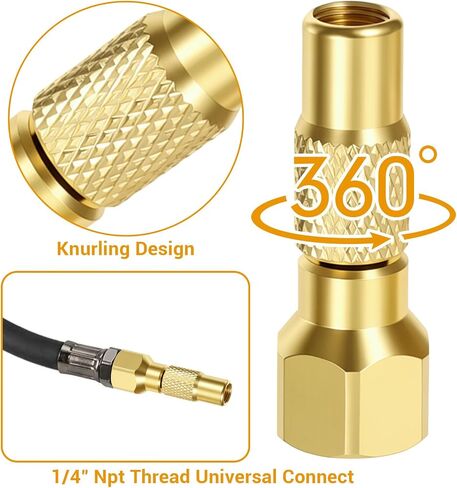 Air Chuck Twist-on, 2PCS Heavy-Duty Brass Air Nozzle with Quick Connector, Screw On Tire Air Chuck for Schrader Valve, Screw On Tire Inflator for Tire Inflator Gauge Compressor Accessories in Kuwait
