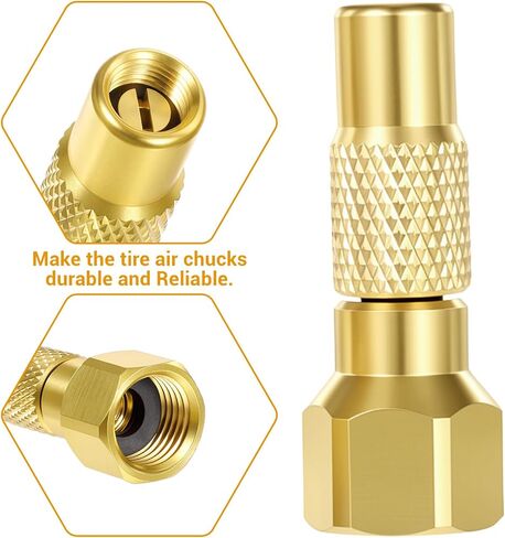Air Chuck Twist-on, 2PCS Heavy-Duty Brass Air Nozzle with Quick Connector, Screw On Tire Air Chuck for Schrader Valve, Screw On Tire Inflator for Tire Inflator Gauge Compressor Accessories in Kuwait