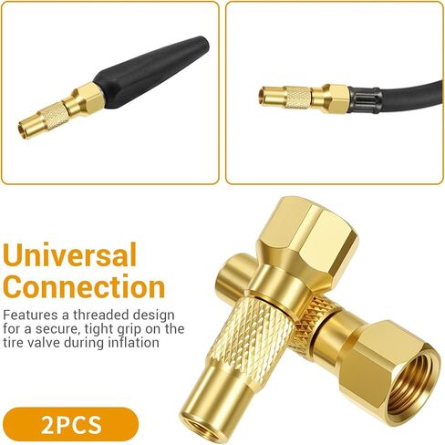 Air Chuck Twist-on, 2PCS Heavy-Duty Brass Air Nozzle with Quick Connector, Screw On Tire Air Chuck for Schrader Valve, Screw On Tire Inflator for Tire Inflator Gauge Compressor Accessories in Kuwait