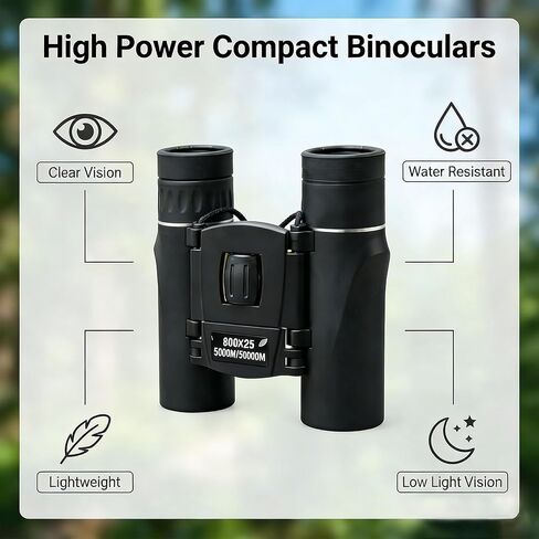 Compact Binoculars for Adults and Kids, Pocket Binoculars for Bird Watching, Concerts, Theater, Travel, Hiking and Sports Events, Lightweight Easy Focus Binoculars in Kuwait