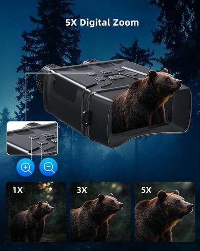 Night Vision Goggles | 10X Zoom Night Vision Binoculars & 3'' LCD Screen with Infrared, 3000mAh Rechargeable Battery, 32GB TF Card, Video and Sound Recording for Camping, Black in Kuwait