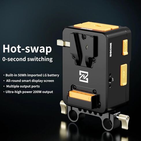 ZGCINE VM-HS1 Hot-Swap V Mount Battery Plate,51.8Wh 3500mAh 14.8V with 4 D-Tap/ 2 USB-C/Lemo/BP Ports,PD 65W Fast Charging,0.96" IPS Display,Countdown Reminder V-Mount Plate for RED Arri Camera in Kuwait