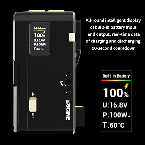 ZGCINE VM-HS1 Hot-Swap V Mount Battery Plate,51.8Wh 3500mAh 14.8V with 4 D-Tap/ 2 USB-C/Lemo/BP Ports,PD 65W Fast Charging,0.96" IPS Display,Countdown Reminder V-Mount Plate for RED Arri Camera in Kuwait
