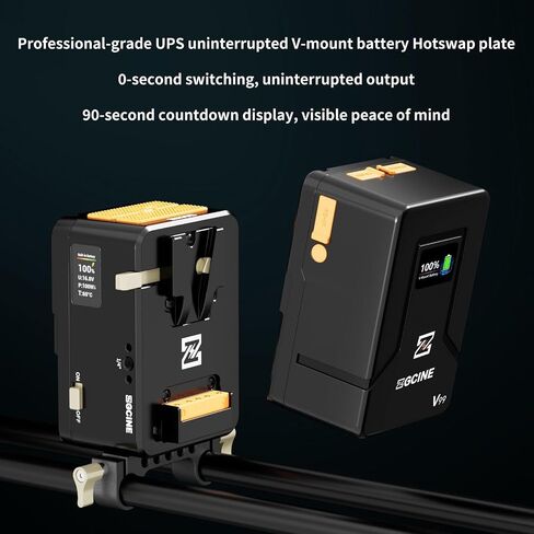 ZGCINE VM-HS1 Hot-Swap V Mount Battery Plate,51.8Wh 3500mAh 14.8V with 4 D-Tap/ 2 USB-C/Lemo/BP Ports,PD 65W Fast Charging,0.96" IPS Display,Countdown Reminder V-Mount Plate for RED Arri Camera in Kuwait