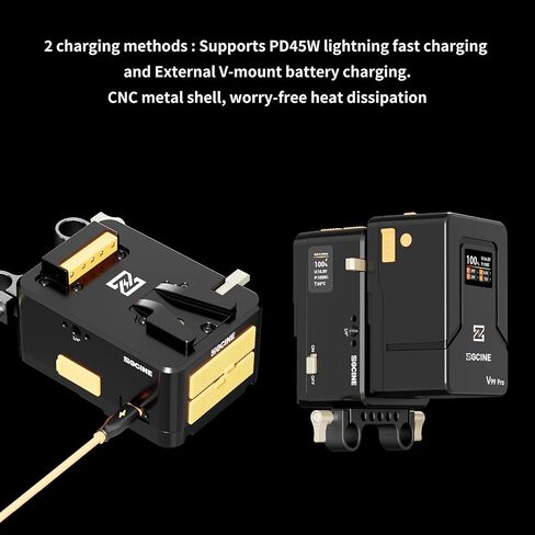 ZGCINE VM-HS1 Hot-Swap V Mount Battery Plate,51.8Wh 3500mAh 14.8V with 4 D-Tap/ 2 USB-C/Lemo/BP Ports,PD 65W Fast Charging,0.96" IPS Display,Countdown Reminder V-Mount Plate for RED Arri Camera in Kuwait