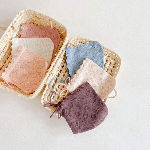 Baby Girls Hats Cotton Solid Color Baby Hats & Caps for 0-24 Months Newborn Baby Knitted Hat with Ruffle Flower, Apricot, 35*25*2cm in Kuwait