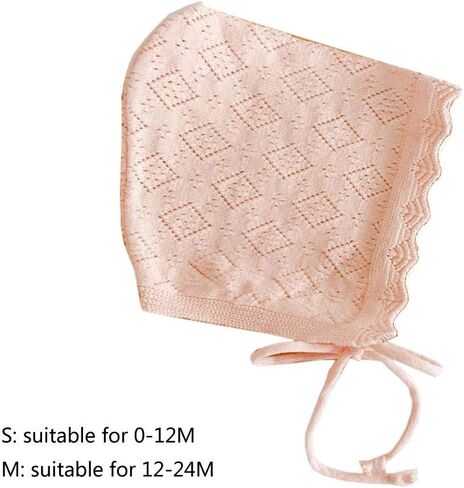 Baby Girls Hats Cotton Solid Color Baby Hats & Caps for 0-24 Months Newborn Baby Knitted Hat with Ruffle Flower, Apricot, 35*25*2cm in Kuwait