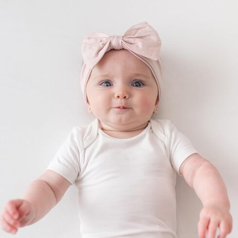 KYTE BABY Bow Headband for Girls, Ultra Soft Rayon Made from Bamboo, Stretchy and Stylish Baby Essential (3-6 Months, Blush) in Kuwait