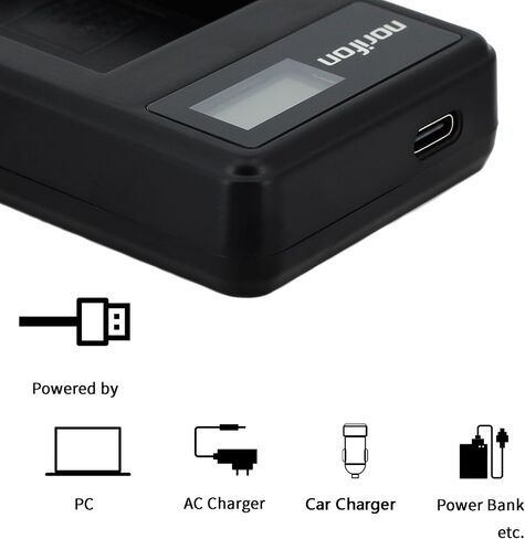 Norifon NB-12L LCD USB Charger for Canon Legria mini X, Mini X | Compatible with Canon Legria mini X, Mini X, PowerShot G1X Mark II, N100 in Saudi Arabia