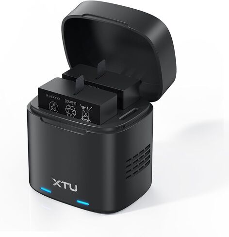 XTU Battery Charging Case with 2 Batteries for S7Pro/S7Promax, Dual Battery Charger, Portable Storage & Charging Dock, Charges 2 at Once for Travel, Vlogging & Outdoor in Kuwait