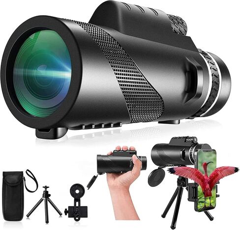 Monocular-Telescope 80x100 High Powered Monoculars High Definition for Adults High Powered with Smartphone Adapter Telescope Wildlife Bird Watching Travel Camping Hiking-Black in Saudi Arabia