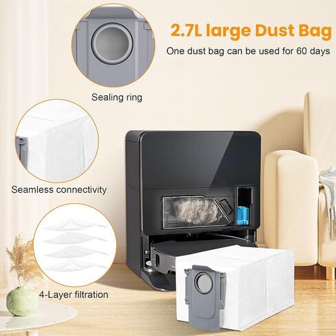 29 Pack Accessories Kit for Roborock Saros 10 Robot Vacuum | 1 Pairs Mainbrush 6 Side Brush 4 Filter 6 Dust Bags 4 Long Mop 4 Small Round Mop 1 Base Station Brush 2 Tools in Saudi Arabia