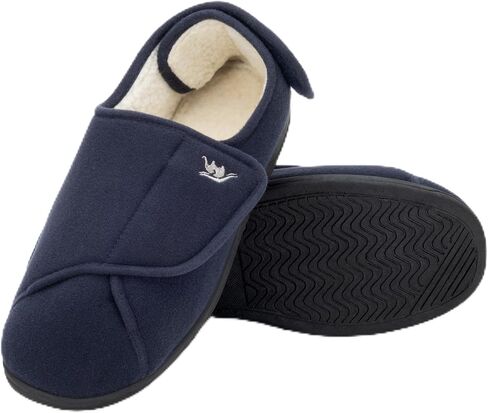 Diabetic Slippers Women, Lymphedema Shoes, Edema Shoes Swollen Feet, Indoor and Outdoor Hook and Loop, Non Slip House Shoes (Navy/White, 10 WIDE) in Saudi Arabia