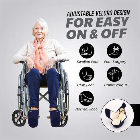 Diabetic Slippers Women, Lymphedema Shoes, Edema Shoes Swollen Feet, Indoor and Outdoor Hook and Loop, Non Slip House Shoes (Navy/White, 10 WIDE) in Saudi Arabia