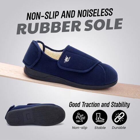 Diabetic Slippers Women, Lymphedema Shoes, Edema Shoes Swollen Feet, Indoor and Outdoor Hook and Loop, Non Slip House Shoes (Navy/White, 10 WIDE) in Saudi Arabia