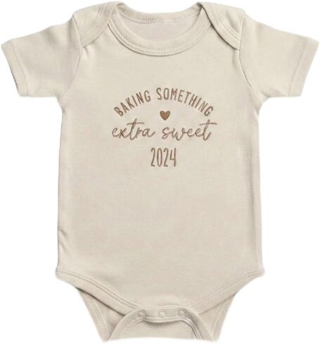 Embroidered Baking Something Extra Sweet Custom Year Baby Bodysuit, Personalized Year Baby Bodysuit, Custom Pregnancy Announcement, Z27 in Saudi Arabia