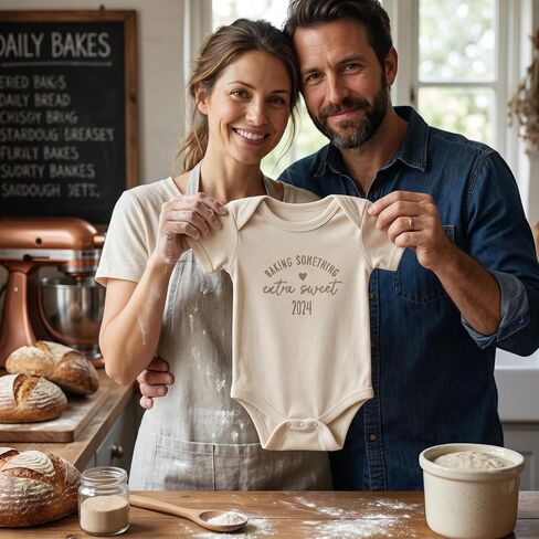 Embroidered Baking Something Extra Sweet Custom Year Baby Bodysuit, Personalized Year Baby Bodysuit, Custom Pregnancy Announcement, Z27 in Saudi Arabia