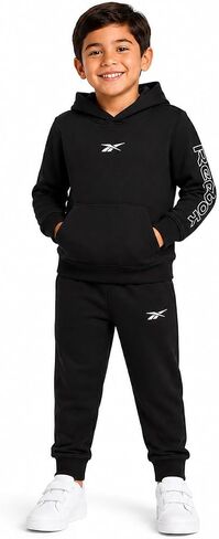 Reebok Toddler Boys Cozy 2-Piece Fleece Hoodie & Sweatpants Jogger Set | Soft Warm Layer for Play or Casual Days, Secure Ankle Cuffs and Easy Fit Built for Everyday Comfort Through Fall and Winter in Kuwait