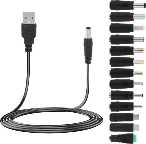 13pcs DC Adapter Plugs, Interchangeable DC Plug Connector with USB Cable Electronic Device Accessories for Fan Camera Router & LED Strip in Saudi Arabia