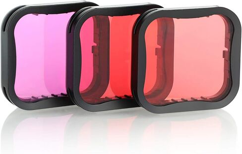 SOONSUN 3 Pack Dive Filter for GoPro Hero 5 6 7 Black Super Suit Dive Housing - Red,Light Red and Magenta Filter - Enhances Colors for Various Underwater Video and Photography Conditions in Kuwait