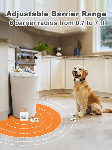 FLYSPEAR Wireless Pet Barrier - Rechargeable Indoor Barrier with 6 Adjustable Range Radius up to 7 ft, 6 Adjustable Safe Static Intensity, Electric Fence System for Dogs with Hook in Kuwait