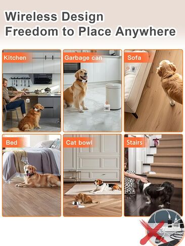 FLYSPEAR Wireless Pet Barrier - Rechargeable Indoor Barrier with 6 Adjustable Range Radius up to 7 ft, 6 Adjustable Safe Static Intensity, Electric Fence System for Dogs with Hook in Kuwait