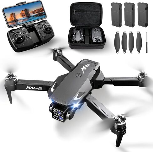 Drones with Camera for Adults,1080P HD Foldable Drone for Beginners | 3 Batteries 36Min Flight Time,HD FPV Transmission Drone,Mini RC Quadcopter with Gesture Selfie,3 Speed Modes,Black in Kuwait
