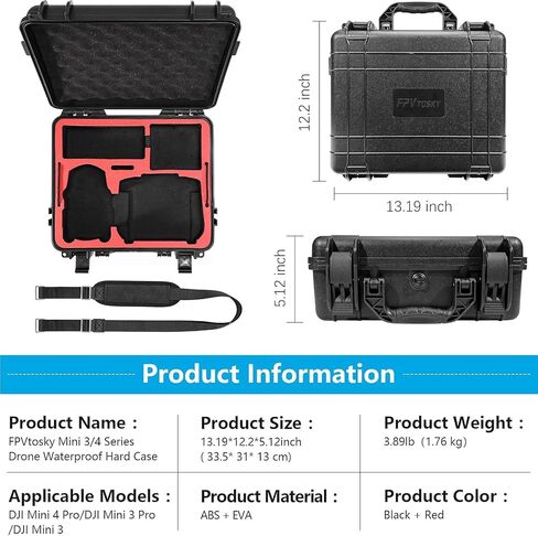 FPVtosky Dual Layer Hard Case for DJI Mini 4 Pro Fly More Combo, Waterproof Carrying Case for Mavic Mini 3/3 Pro Drone, Fits DJI RC2/ RC & RC-N2/ N1 Accessories in Kuwait